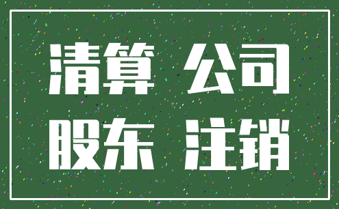 清算 公司_股东 注销