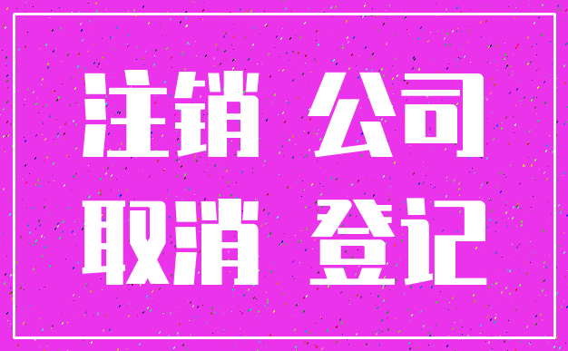 注销 公司_取消 登记