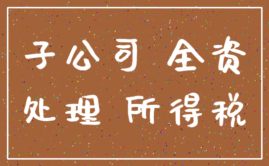 子公司 全资_处理 所得税