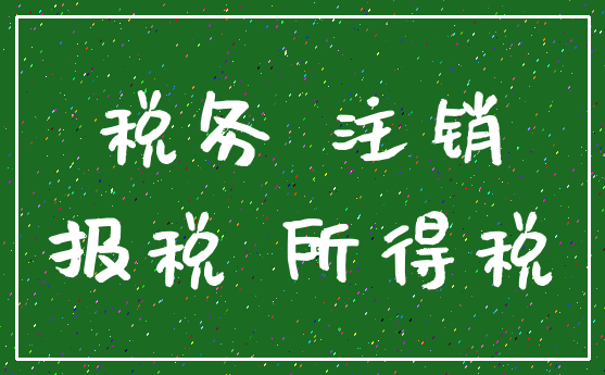 税务 注销_报税 所得税