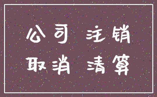公司 注销_取消 清算