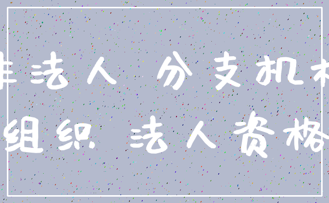 非法人 分支机构_组织 法人资格