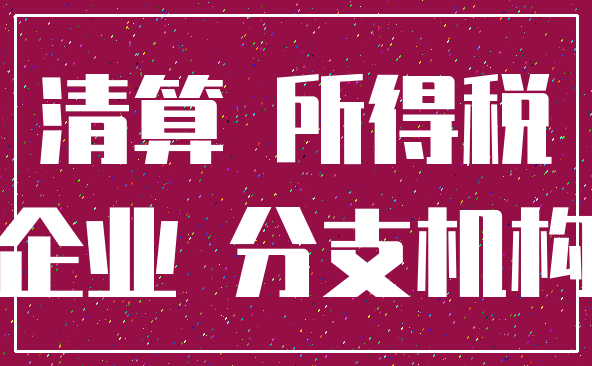 清算 所得税_企业 分支机构
