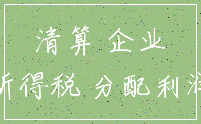 清算 企业_所得税 分配利润