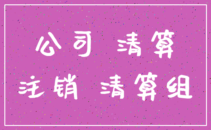 公司 清算_注销 清算组