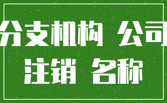 分支机构 公司_注销 名称