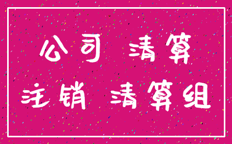 公司 清算_注销 清算组