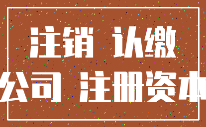 注销 认缴_公司 注册资本