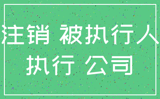 注销 被执行人_执行 公司