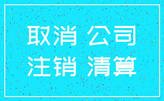 取消 公司_注销 清算