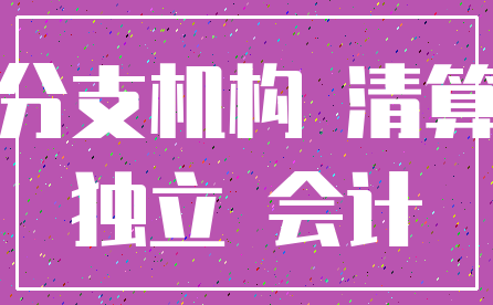 分支机构 清算_独立 会计