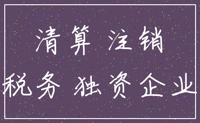 清算 注销_税务 独资企业