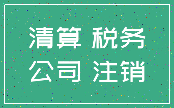 清算 税务_公司 注销