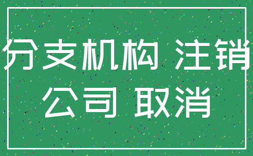 分支机构 注销_公司 取消