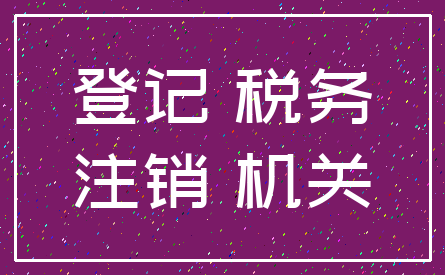 登记 税务_注销 机关