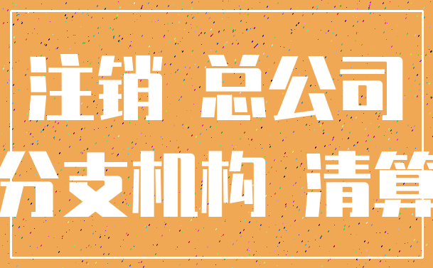 注销 总公司_分支机构 清算