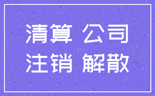 清算 公司_注销 解散