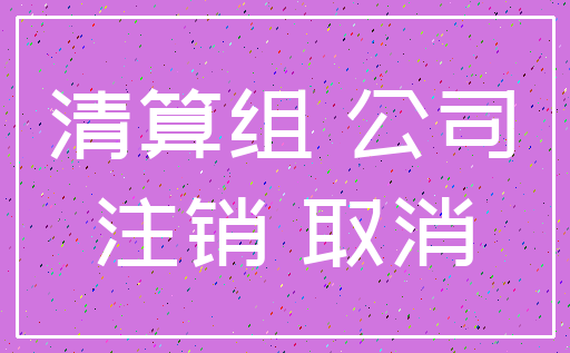 清算组 公司_注销 取消