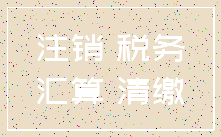 注销 税务_汇算 清缴