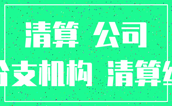清算 公司_分支机构 清算组