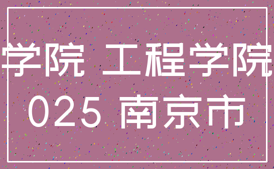 学院 工程学院_025 南京市