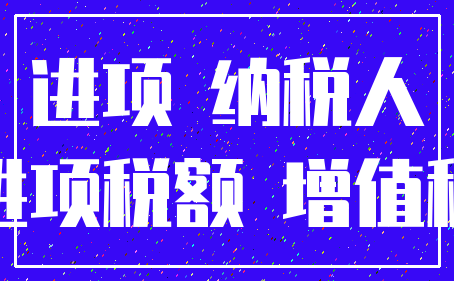 进项 纳税人_进项税额 增值税