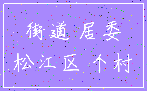 街道 居委_松江区 个村
