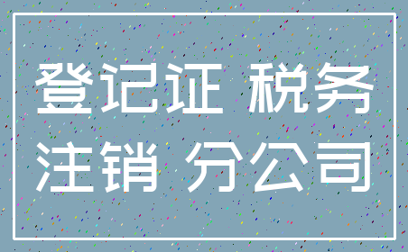 登记证 税务_注销 分公司