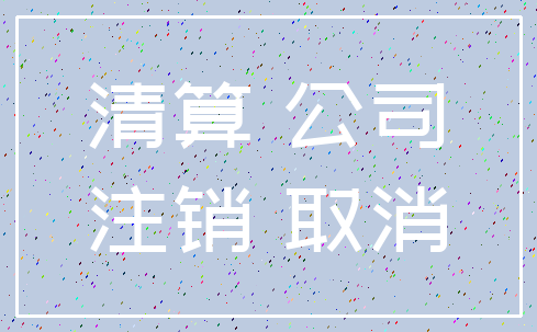 清算 公司_注销 取消