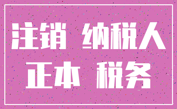 注销 纳税人_正本 税务
