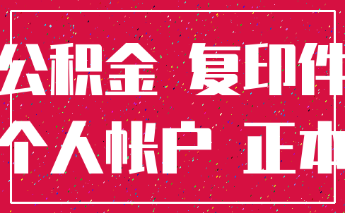 公积金 复印件_个人帐户 正本