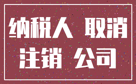纳税人 取消_注销 公司