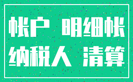 帐户 明细帐_纳税人 清算