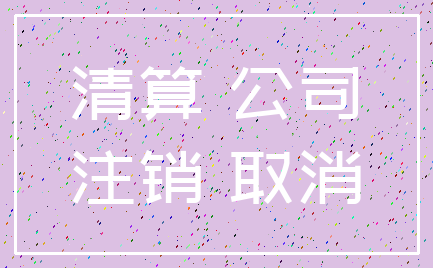 清算 公司_注销 取消