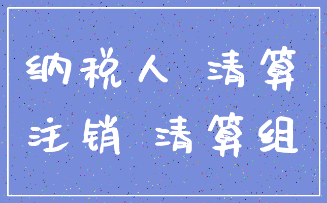 纳税人 清算_注销 清算组