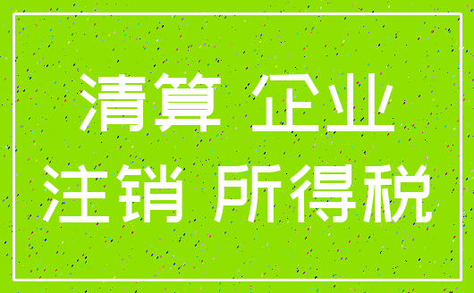 清算 企业_注销 所得税