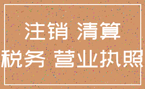 注销 清算_税务 营业执照