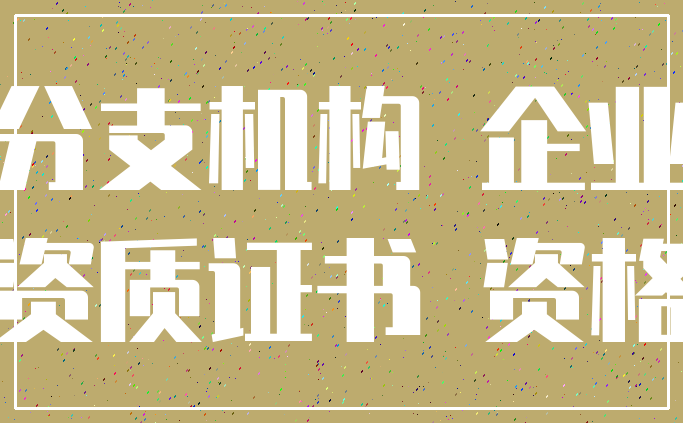 分支机构 企业_资质证书 资格