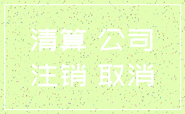 清算 公司_注销 取消