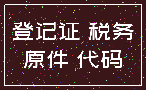 登记证 税务_原件 代码