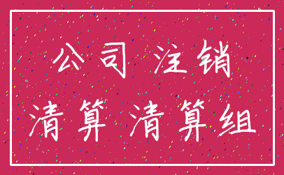 公司 注销_清算 清算组