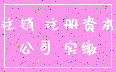 注销 注册资本_公司 实缴