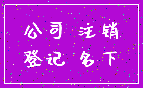 公司 注销_登记 名下