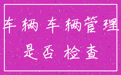 车辆 车辆管理_是否 检查