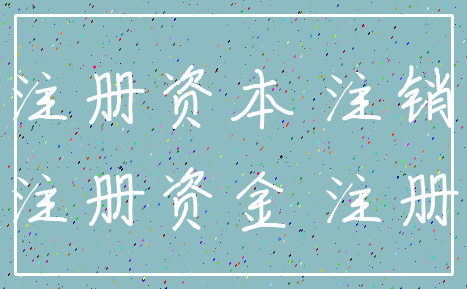 注册资本 注销_注册资金 注册