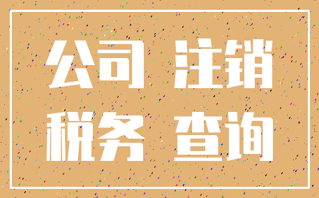 公司 注销_税务 查询