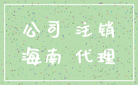 公司 注销_海南 代理
