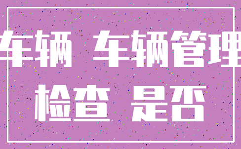 车辆 车辆管理_检查 是否