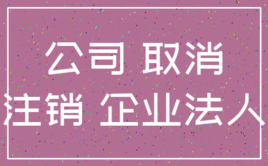 公司 取消_注销 企业法人