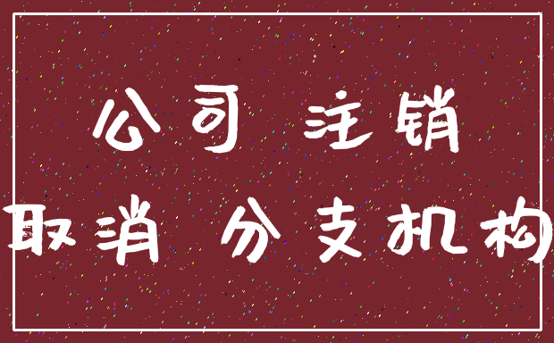 公司 注销_取消 分支机构